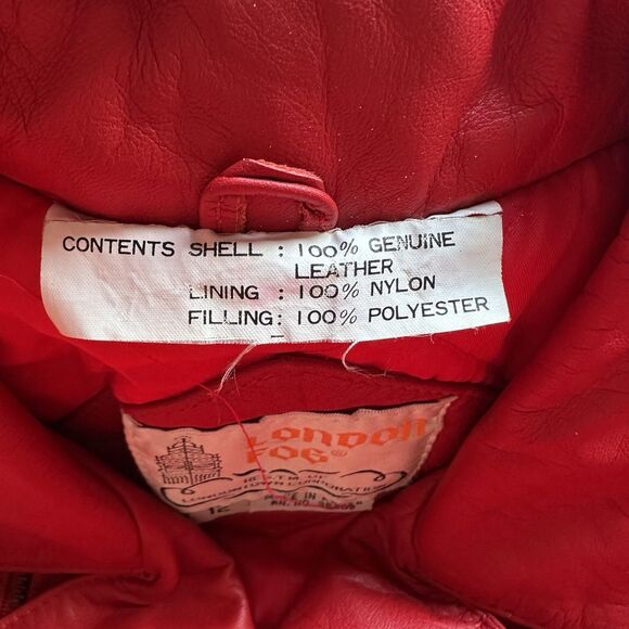 Rare Vintage London Fog Red Leather Moto Jacket Women’s 12 Made in Korea 80s - Picture 4 of 16